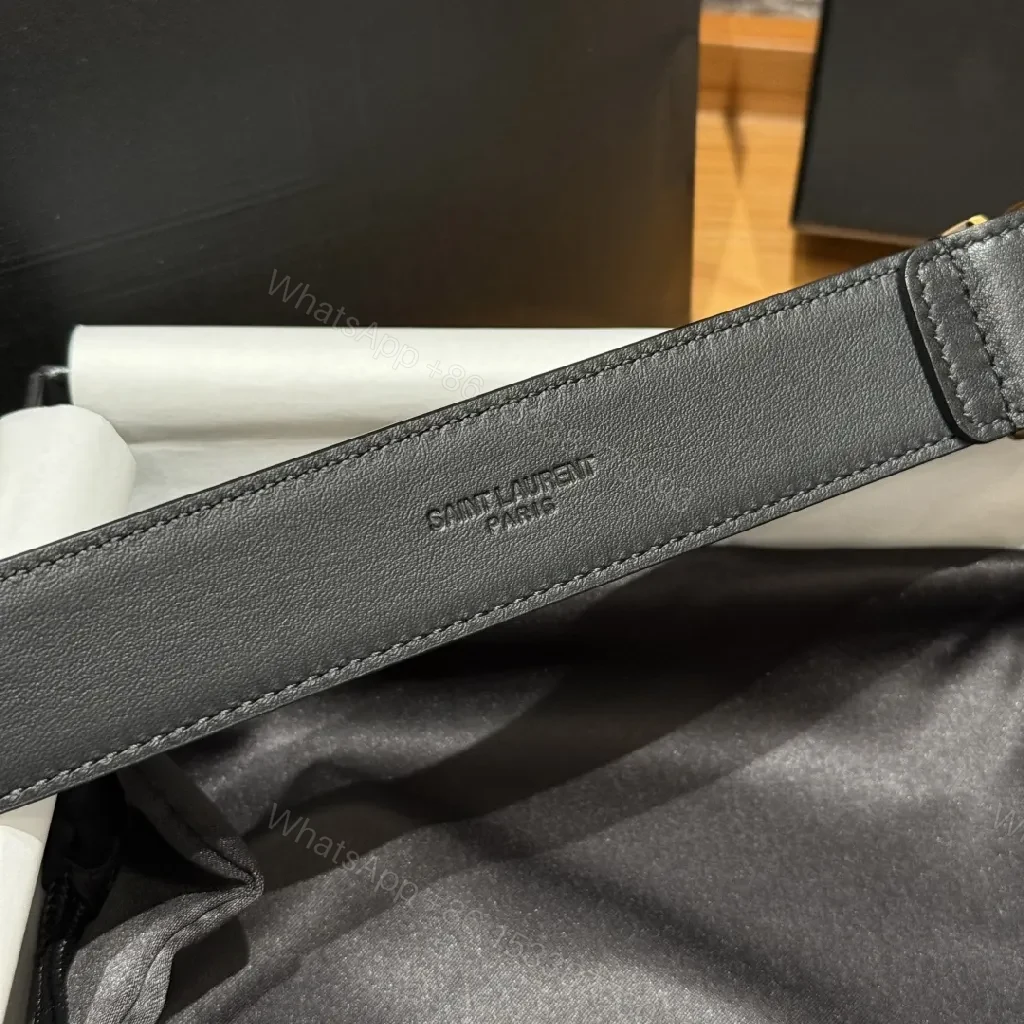 View 4 of Bold Leather Belt with Gold-Tone Hardware Accessory