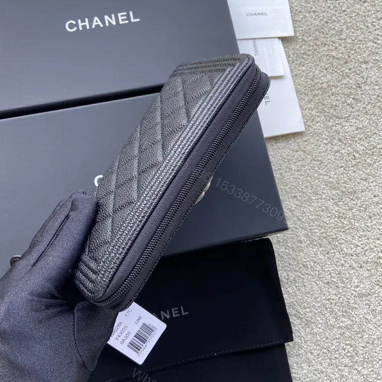 View 4 of Black Quilted Leather Wallet with CC hardware â€” Everyday Opulence