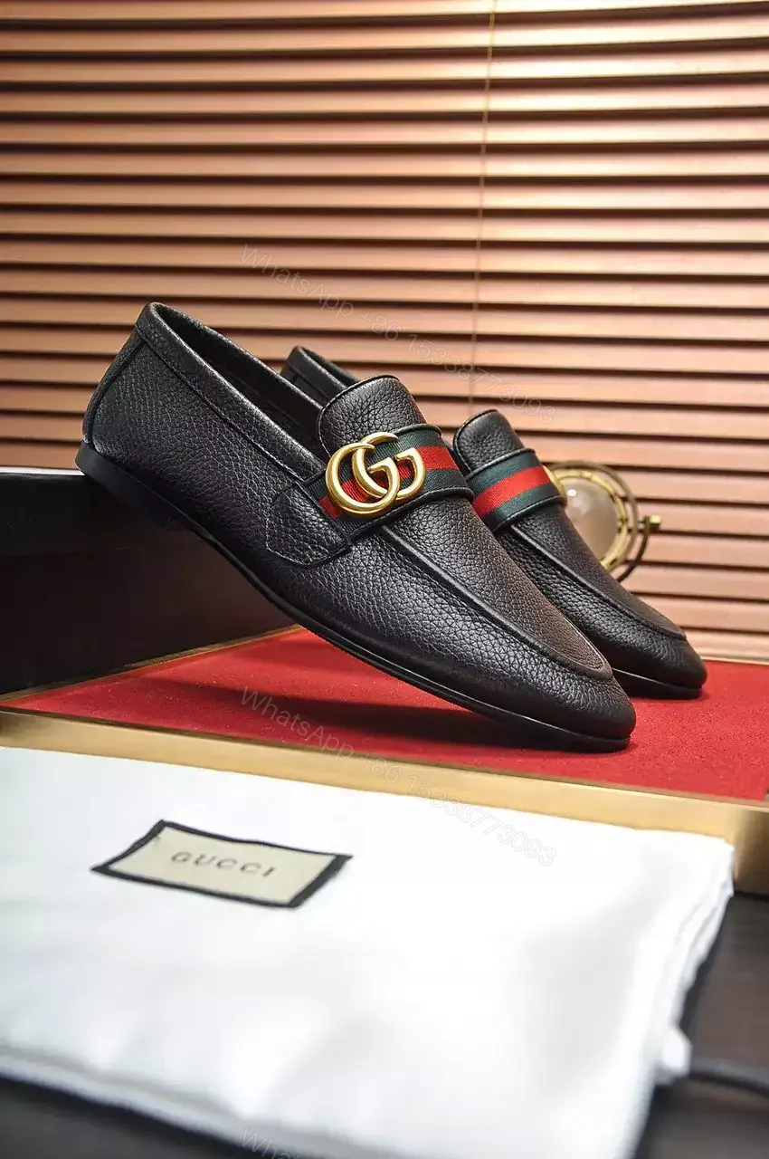 View 9 of GUCCI BLACK LEATHER LOAFER WITH DOUBLE G AND WEB – LDG28