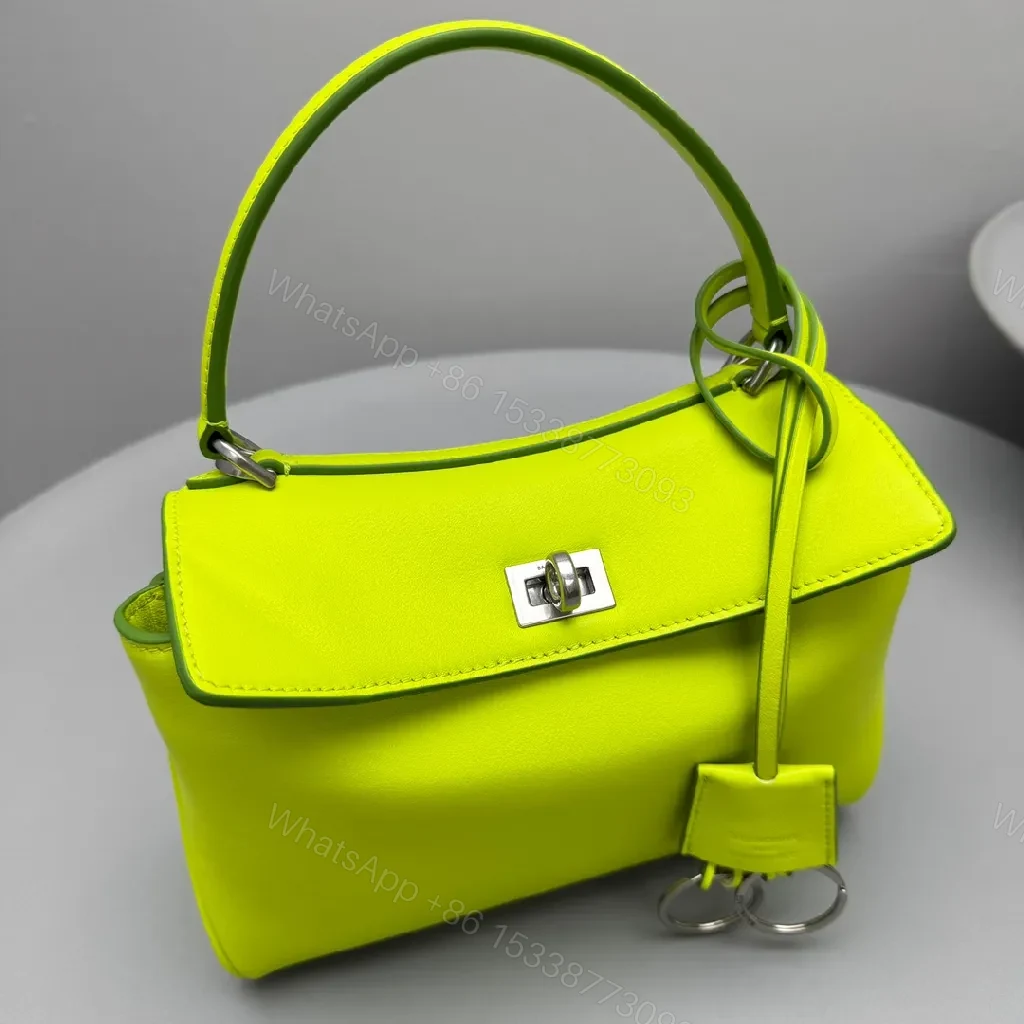 View 7 of Neon Lime Leather Mini Bag – Luxe, Versatile, Compact