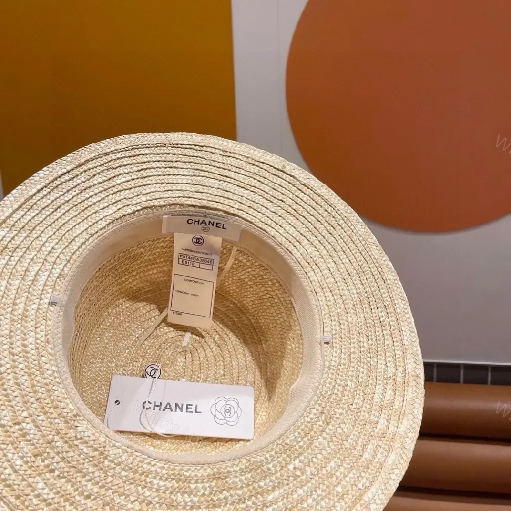 View 9 of Sun-Kissed Stripes Straw Hat: Premium, CHANEL-Inspired Flair
