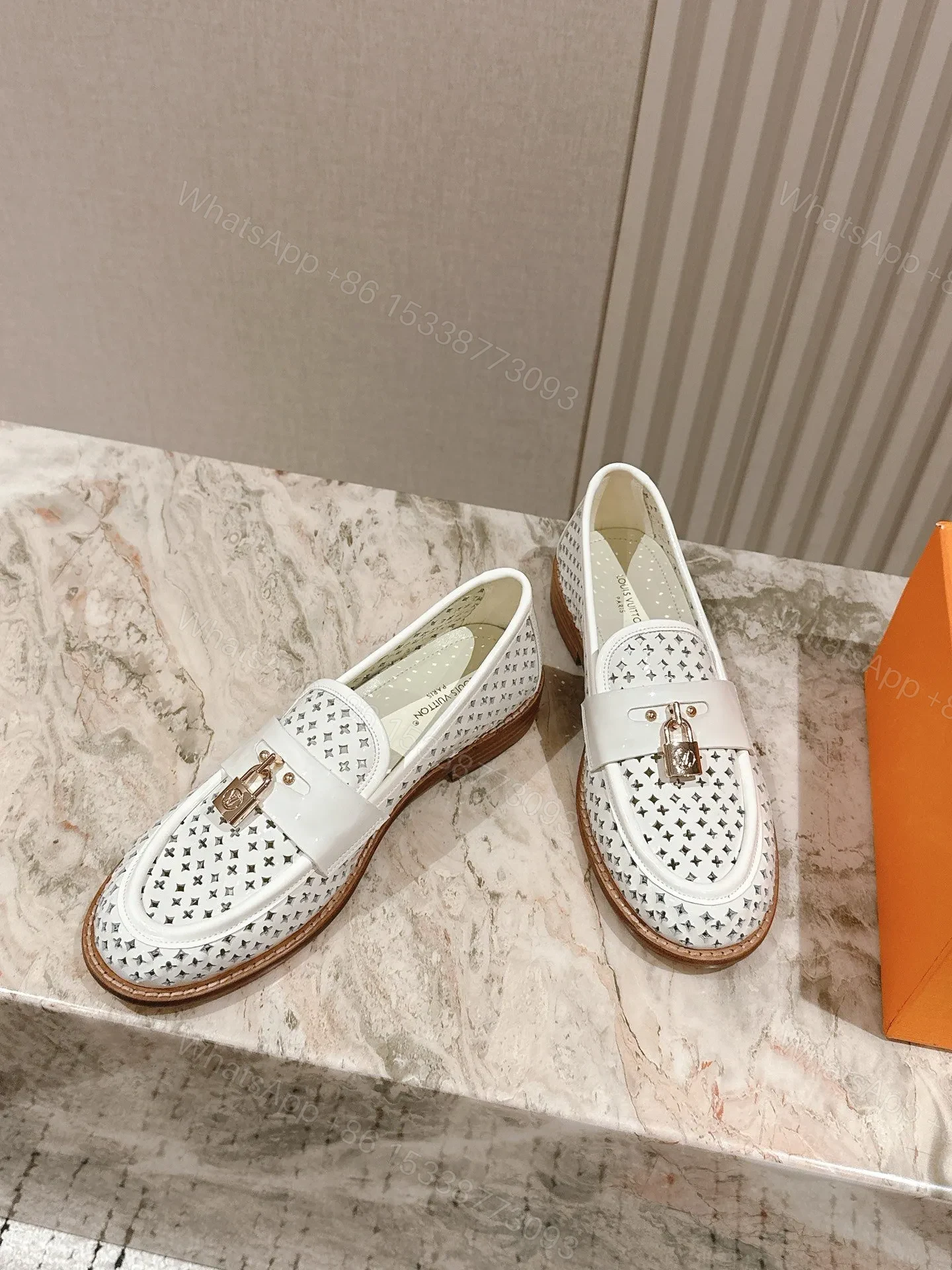 View 4 of LV Women White Leather Loafers