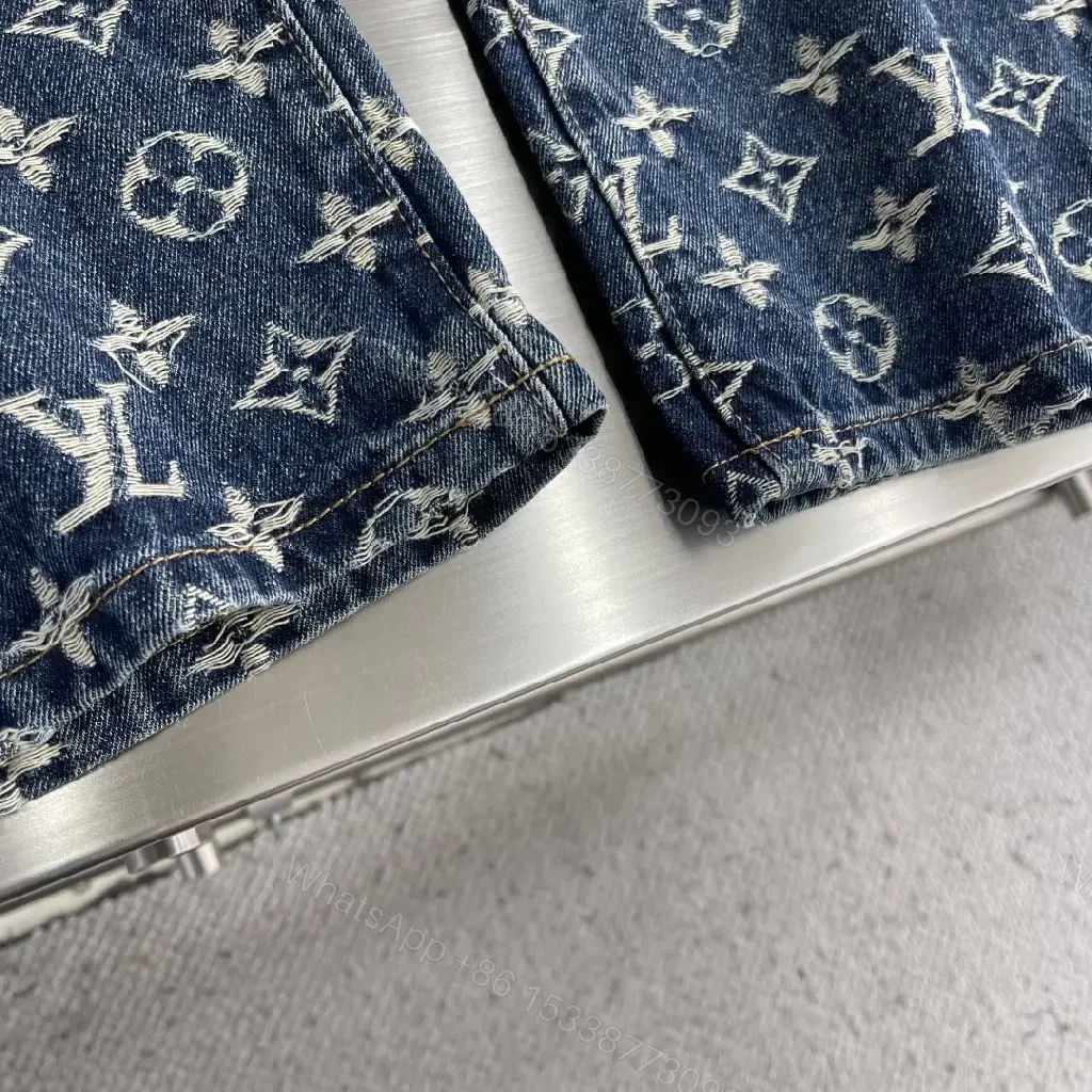 View 6 of Statement Denim: Monogram LV-Inspired Wide-Leg Jeans