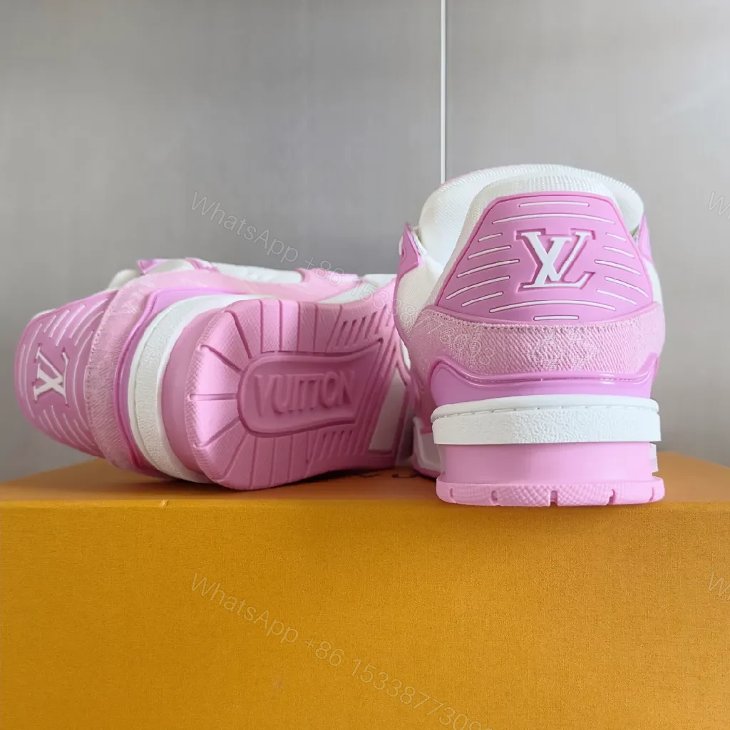 View 5 of Pink & White Luxe Sneaker: Comfort-First, LV-Style Detail