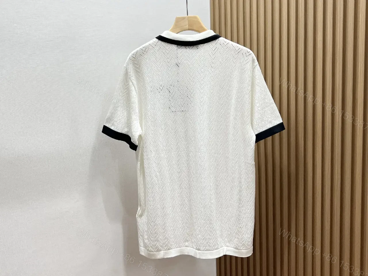 View 3 of White Knit Polo Cotton Classic Louis Vuitton Logo Polo Shirt
