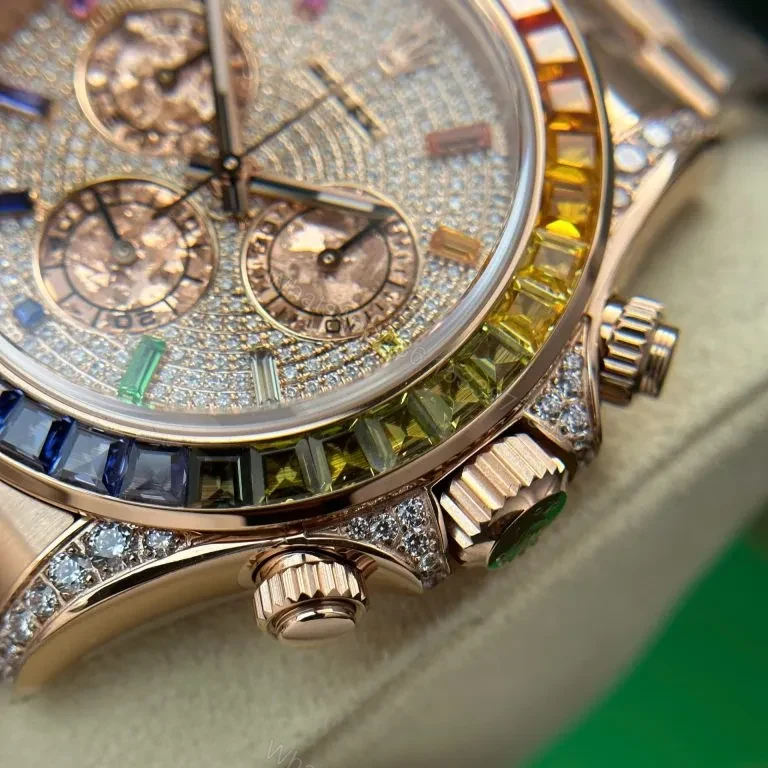 View 7 of Replica Rolex Cosmograph Daytona Rainbow Rose Gold 40mm
