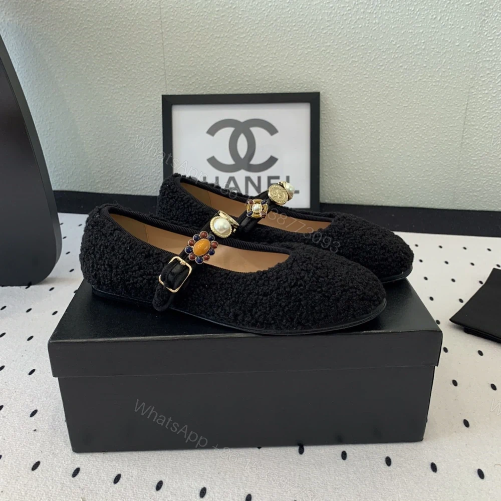 View 2 of 高仿Chanel*G45778R圓頭塔扣瑪麗珍鞋羊毛粗花免檢版