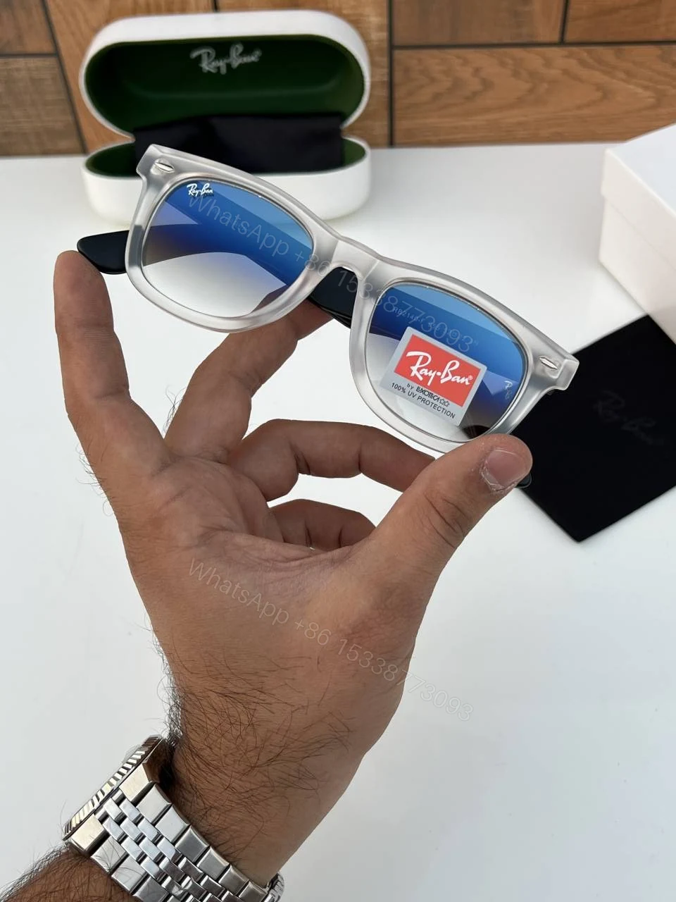 View 3 of First Copy Rayban 2140 White Blue Shadedd
