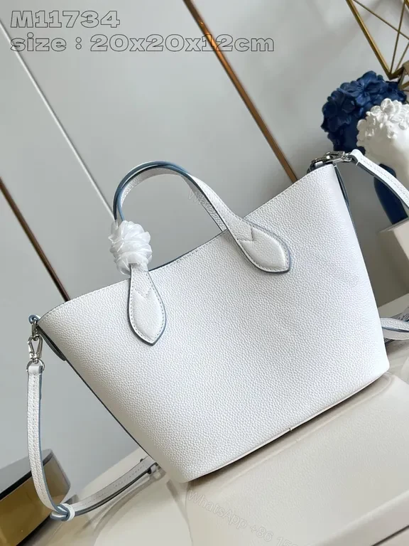 View 6 of White Textured Leather Duo â€“ LV-Inspired Carryall Bag Set