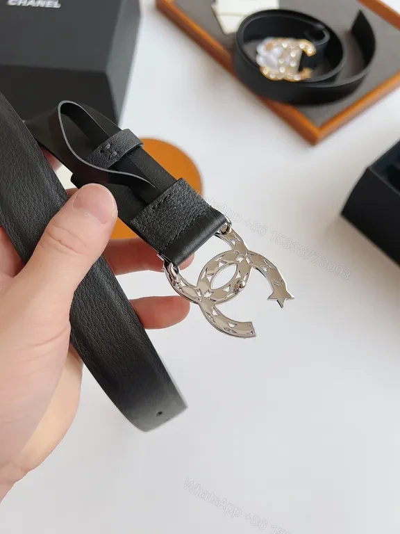 View 6 of Crystal CC Belt: Polished Leather Luxury Belt, All-Season Style