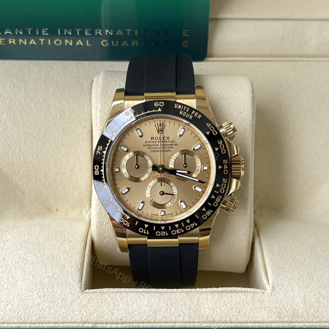 Rolex 一比一 男款 Daytona 香檳面橡膠帶計時腕錶 經典奢華款 — view 1