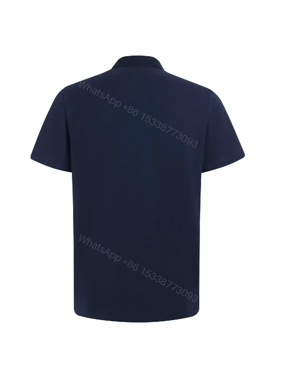 View 10 of Minimalist Navy Knit Polo: Subtle Crest Luxury Polo