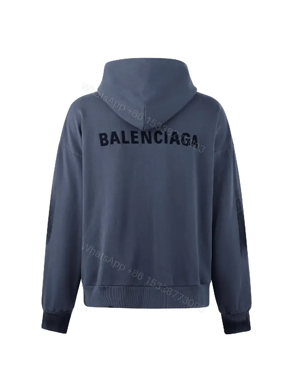 View 5 of Weathered Denim Oversized Zip Hoodie - Luxe Casual Comfort