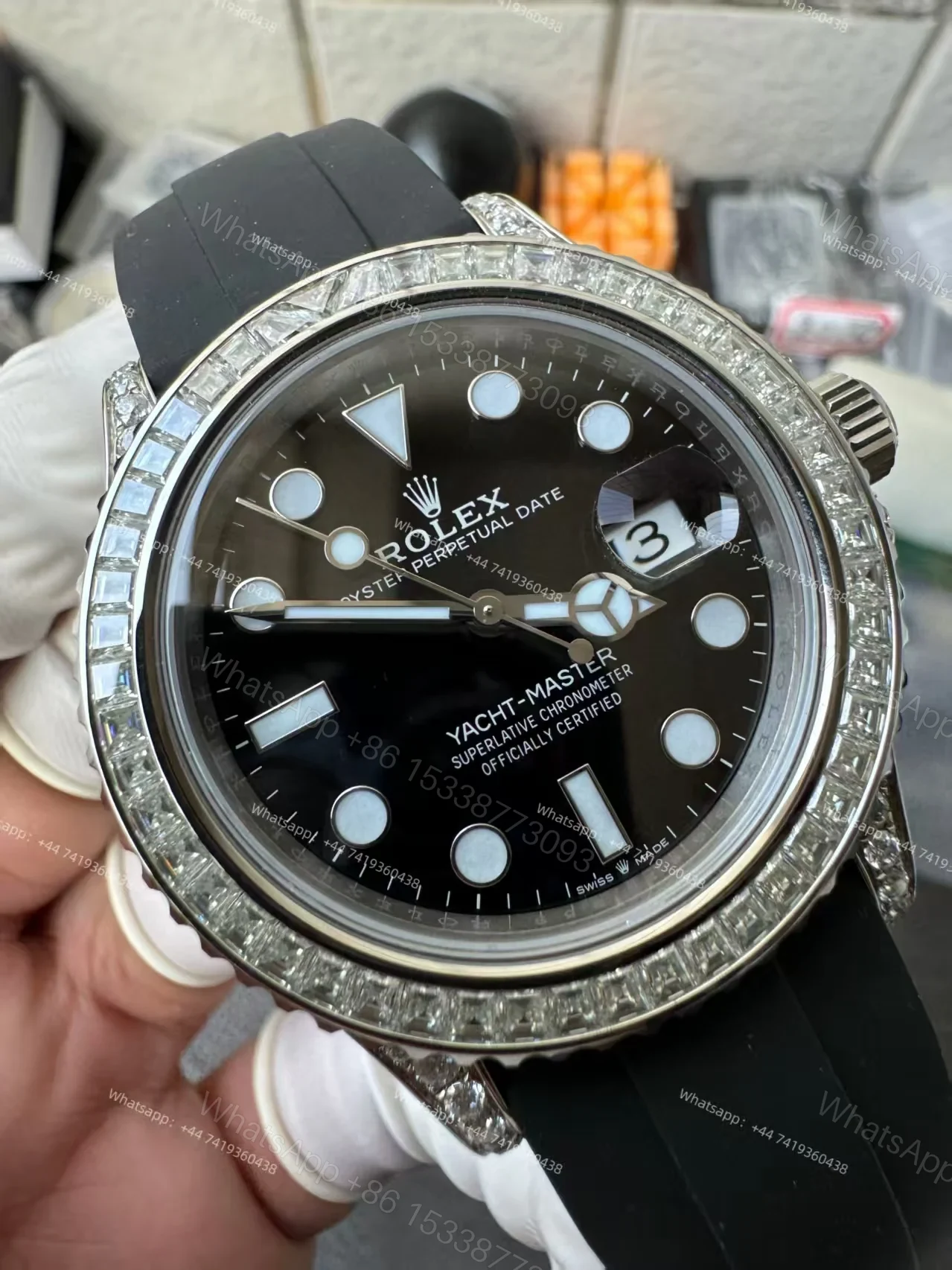View 15 of Rolex Yacht-Master 226679TBR 1:1 Replica 42MM Moissanite Diamond Lugs and Dial 3235 Movement Super Clone Watch