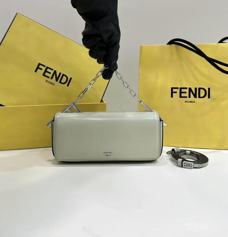 Black Leather + Fendi-Inspired + Structured Day-to-Night Bag + Chain-Detail + Handbag — view 1
