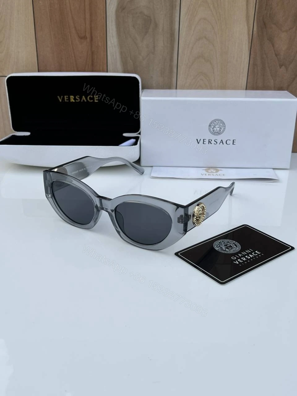First Copy Versace 6160 Grey Black Sunglasses — view 1