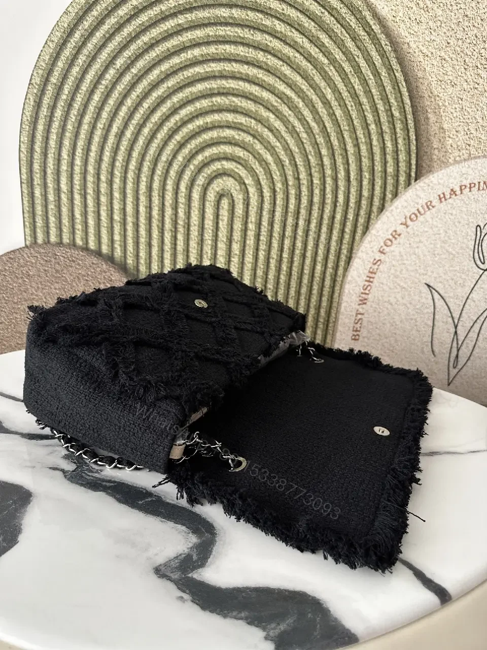 View 9 of Black Lace Wallet Clutch — Elegant Evening Compact, Double-C C hardware
