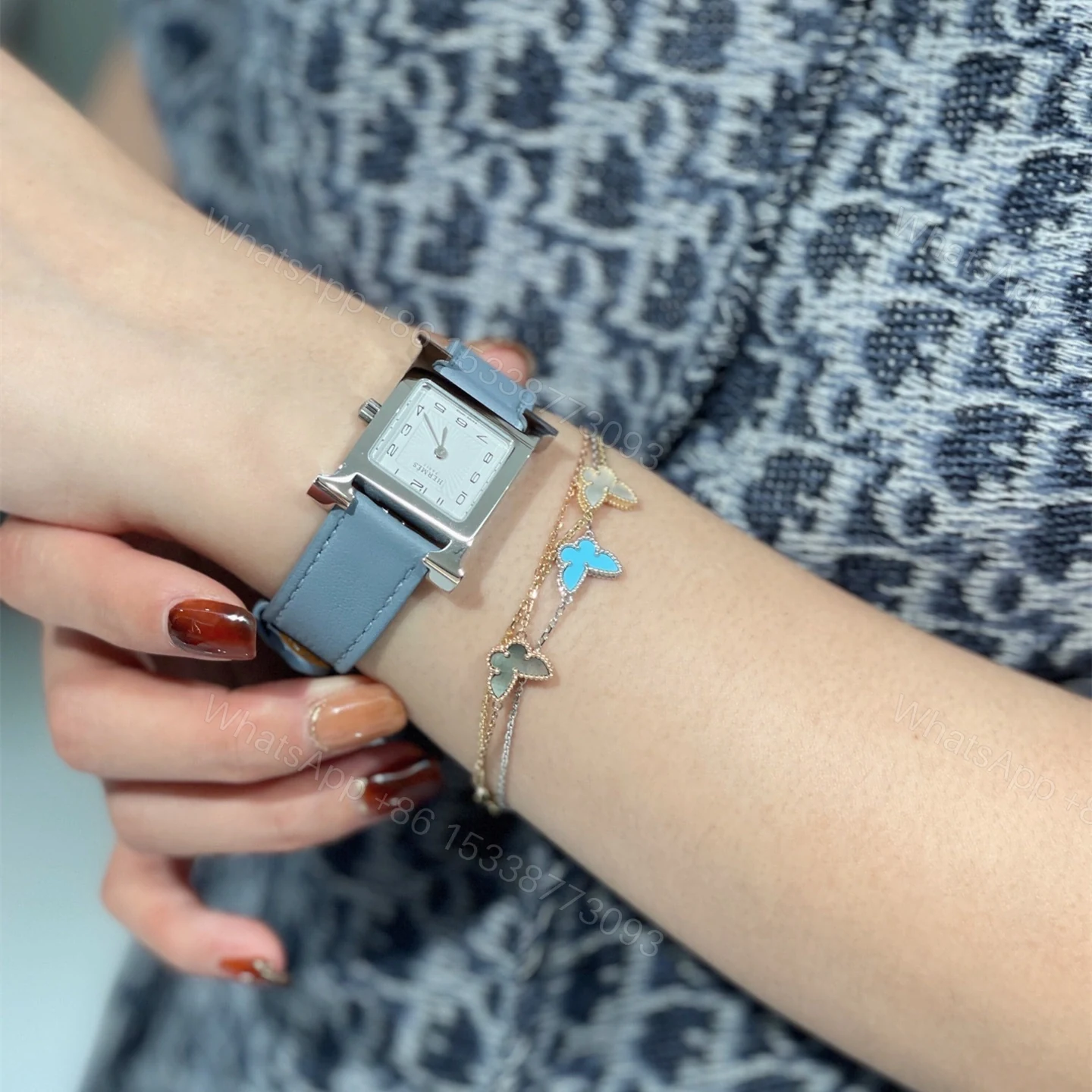 View 15 of 高仿首飾VanCleef&Arpels*ARF80400蝴蝶綠松石白金手鏈