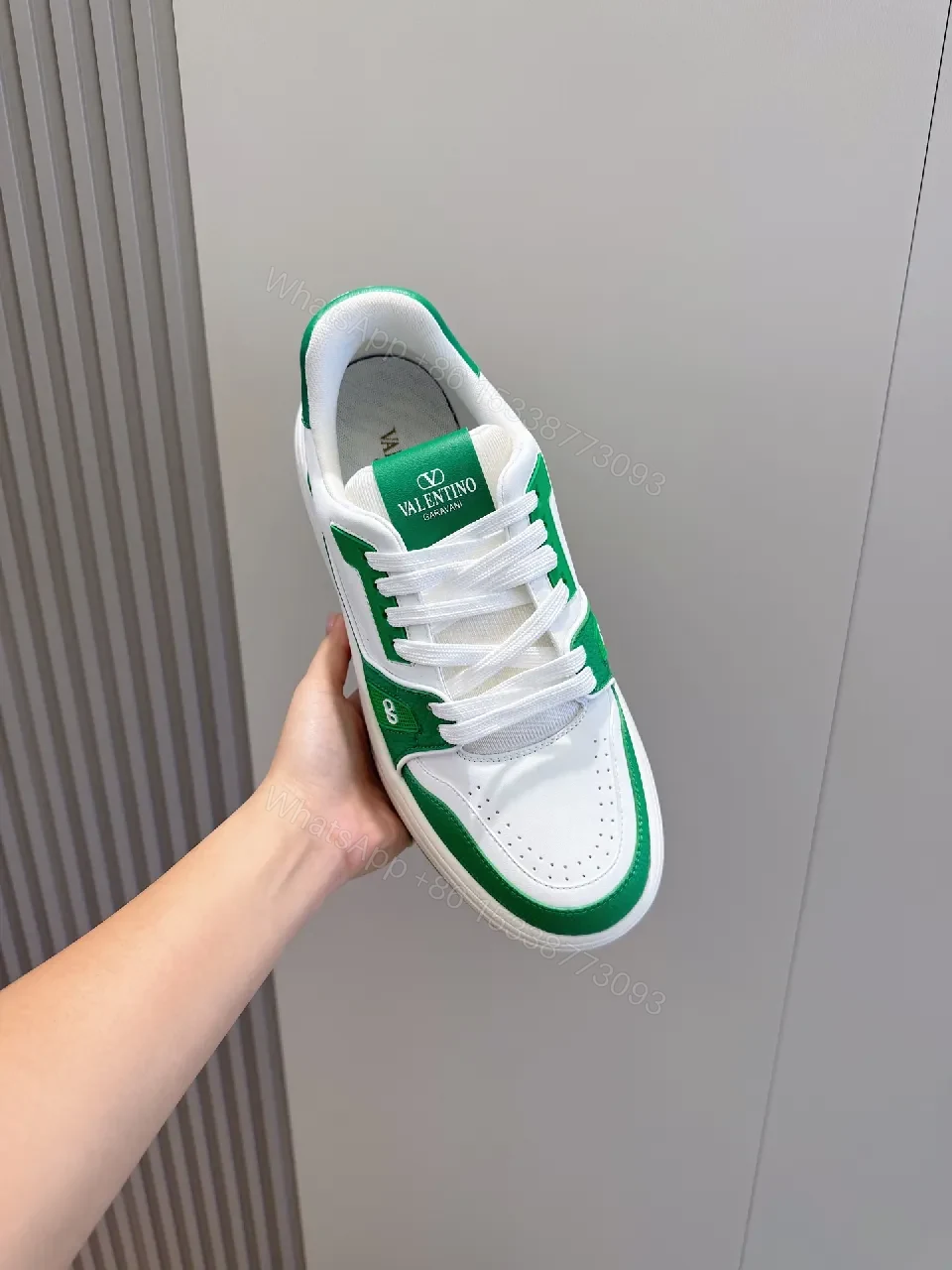 View 4 of Green & White Leather Sneakers | Luxury Casual Comfort