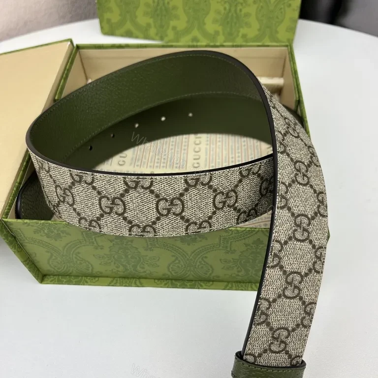 View 3 of Iconic GG Monogram Belt â€” Double-Ring Buckle Leather Edge Finish