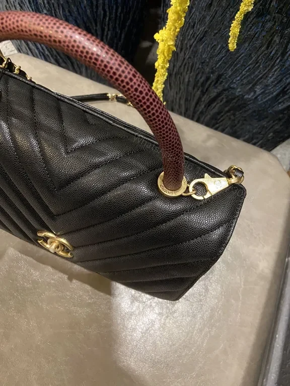 View 8 of Black Quilted Mini Bag - Gold Hardware, Chain Strap, Luxe Texture