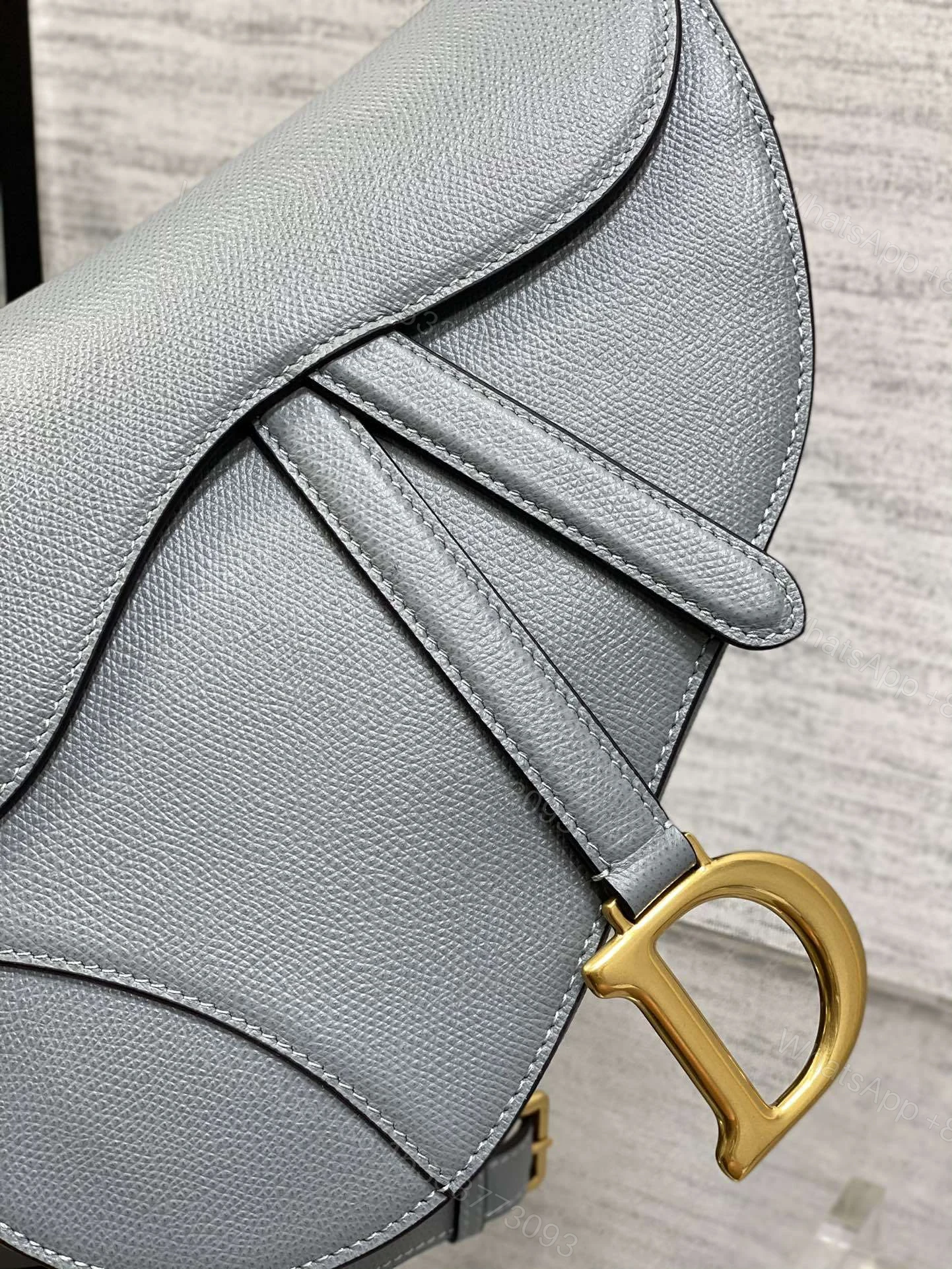 View 2 of Dior Saddle Bag in Deep Grey-Blue Gold Hardware
