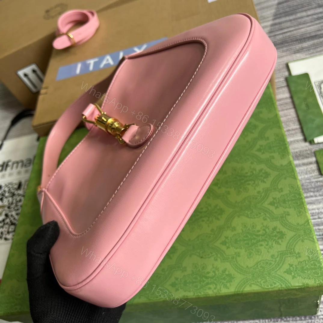 View 8 of GG JACKIE SMALL 28 SHOULDER BAG IN PINK PASTEL CALFSKIN