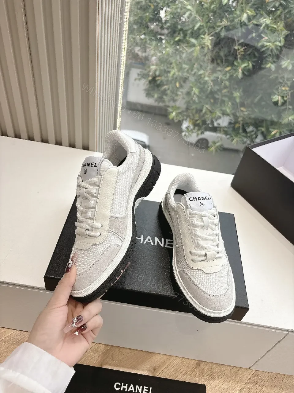 View 8 of White Luxe Sneaker: Premium Mesh, Classic Detailing, High-Top Style