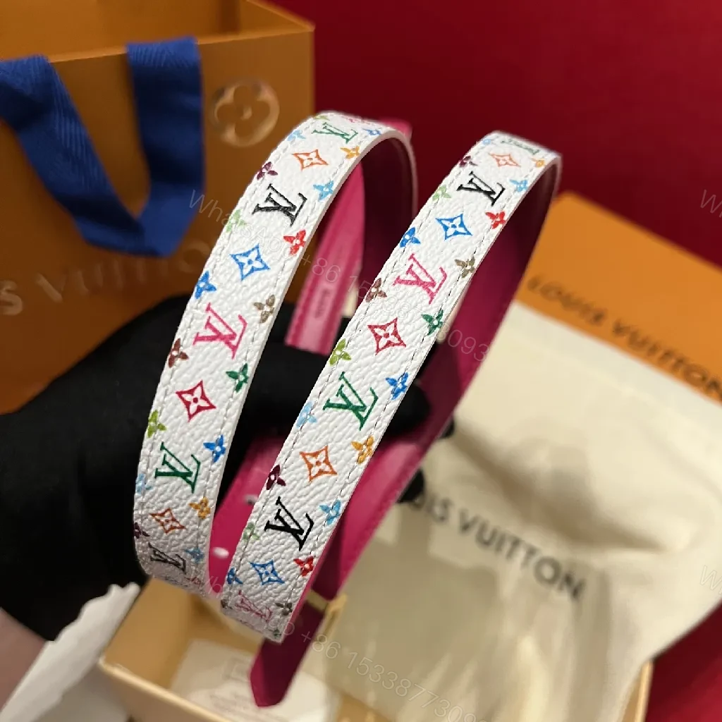 View 4 of Colorful Monogram Belt, Rainbow LV Hardware, Luxe Everyday Belt