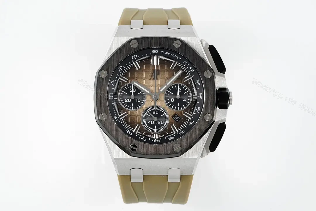 8F Factory Audemars Piguet Royal Oak Offshore 26420 Desert Yellow Smoked Dial Watch with Beige Strap — view 1