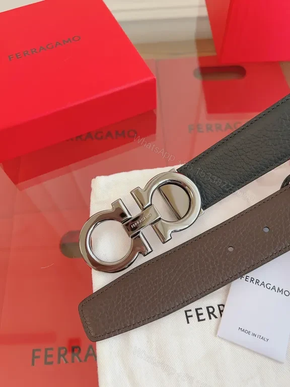 View 2 of Bold Leather Belt with Interlocking Hardware