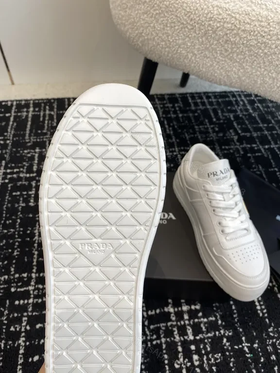 View 5 of Minimalist White Leather Suede-Trim Sneakers: Luxury Comfort