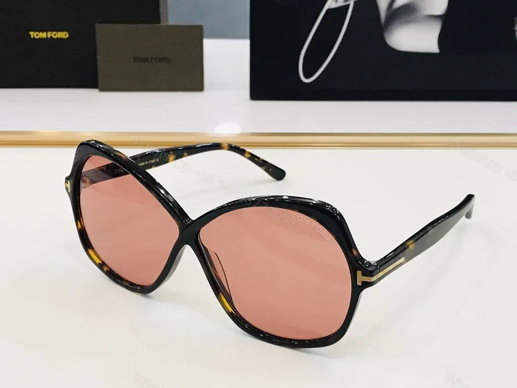 View 2 of Oversized Black Acetate Sunglasses with Gold-Tone Accents - Tom Ford