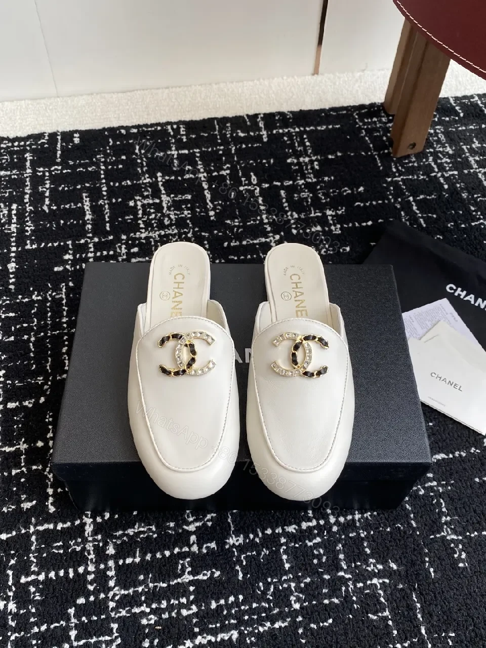 View 3 of White Leather Mule + Gold Hardware + Modern Luxe + All-Day Comfort + Slide-On footwear