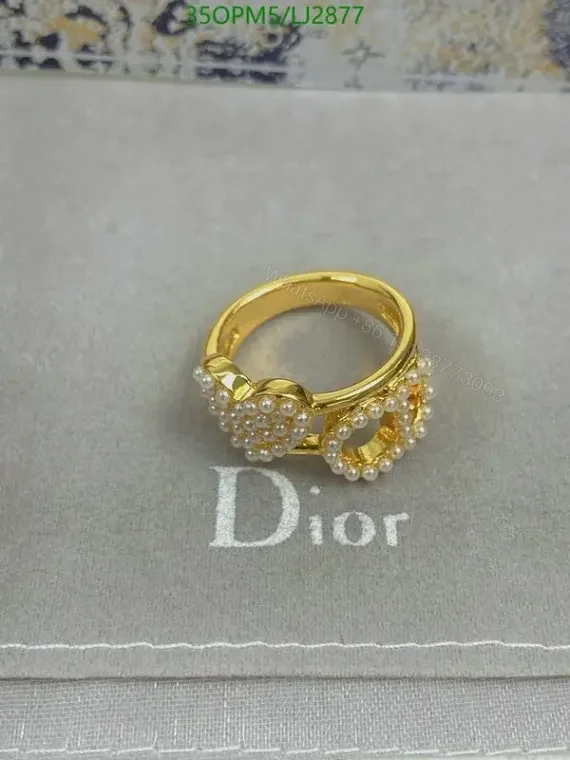 View 4 of Dior Gold Pearl Ring for Women – Model LJ2877