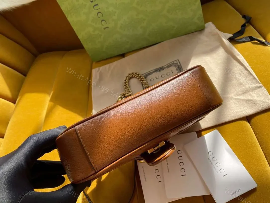 View 6 of Gucci Marmont Women’s Handbag Super Brown Smooth Leather 22cm