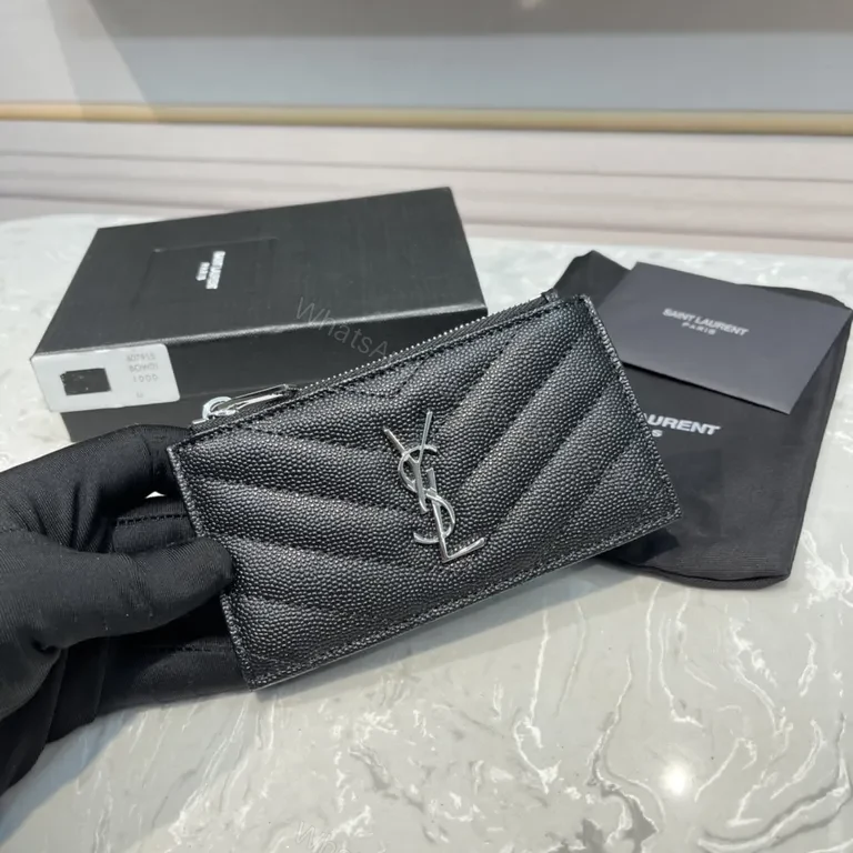 View 4 of Quilted Leather Cardholder: Signature YSL Elegance