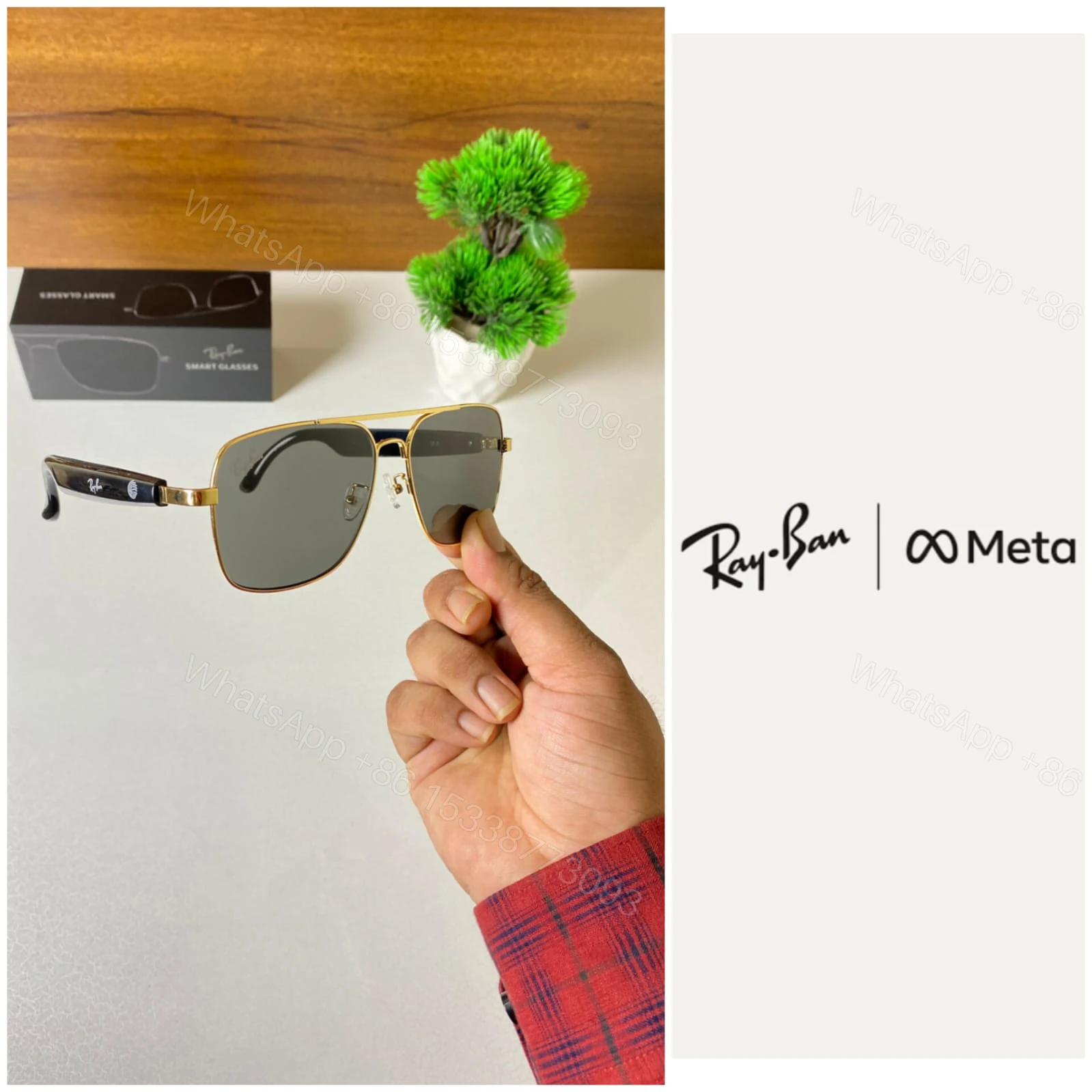 View 2 of Ray-Ban Meta Edition Black-Gold Tinted Metal