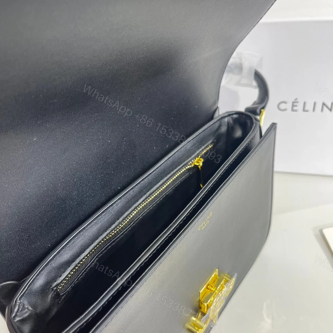 View 2 of CELINE TEEN TRIOMPHE BAG IN SHINY CALFSKIN BLACK 18CM 188423BF438NO