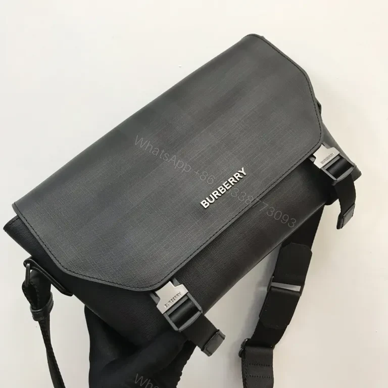 View 4 of Structured Black Burberry Crossbody: Subtle Texture, All-Day Carry
