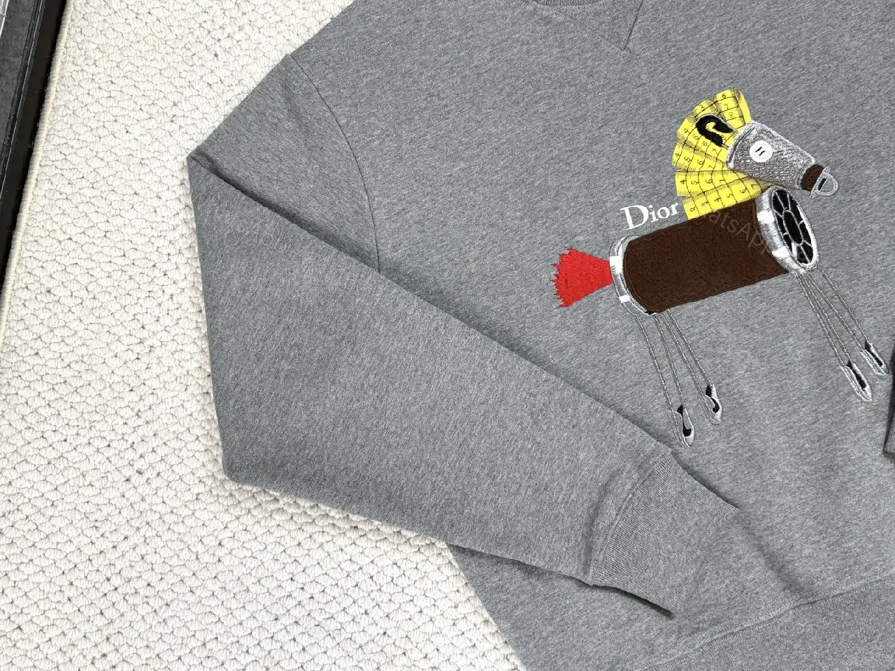 View 6 of Grey Embroidered Sweatshirt, Modern Utility, Luxe Edge, Sweatshirt
