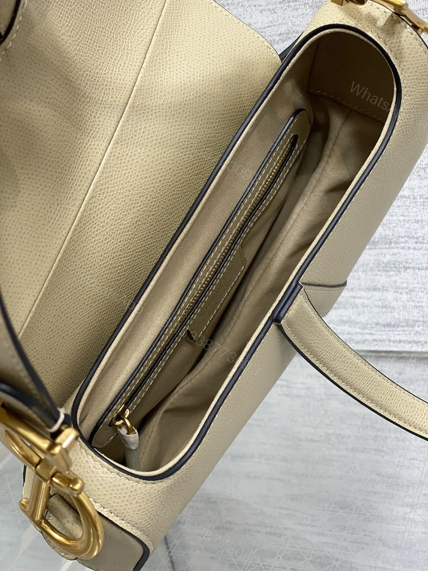 View 7 of Dior Saddle Bag in Beige Gold Hardware