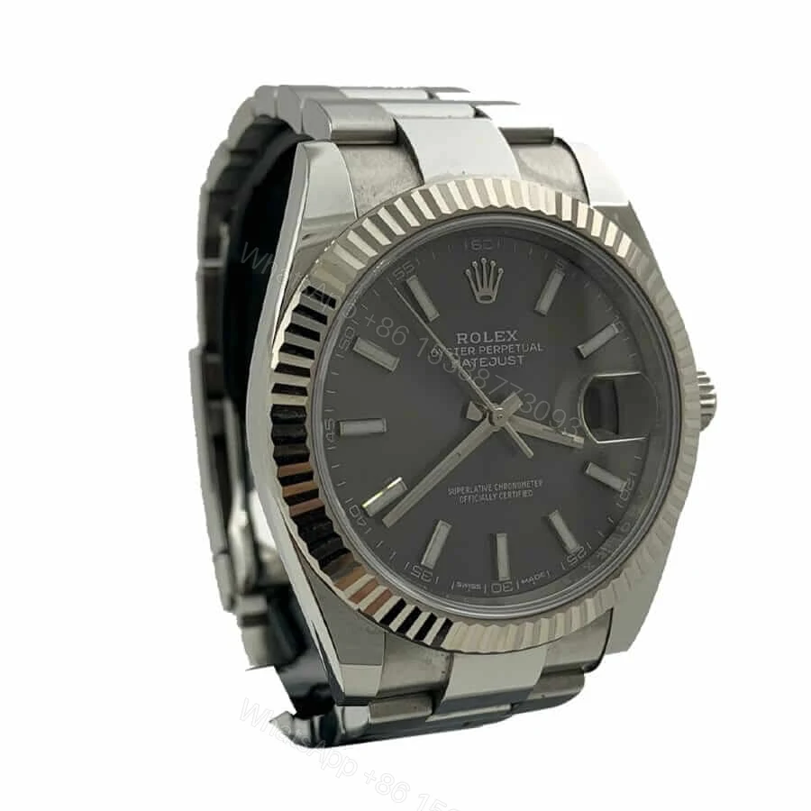 View 2 of Rolex Datejust 41 126300 Super Clone: Steel Domed Bezel Grey Dial 41mm
