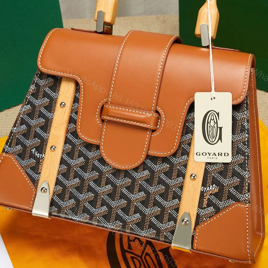 View 2 of Goyard SAIGON Brown Handbag With Wooden Handle 28cm