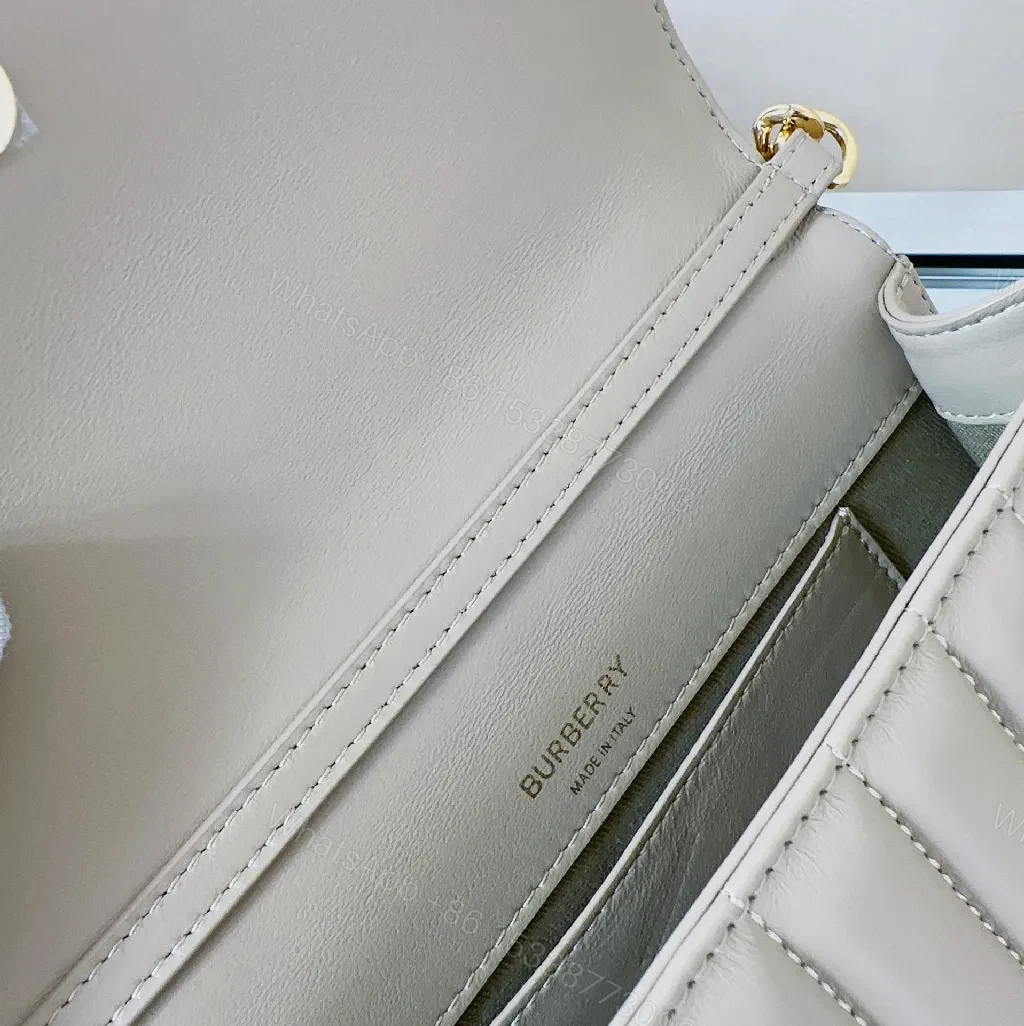 View 9 of Quilted Crossbody with Gold Chain – Beige Luxury Bag