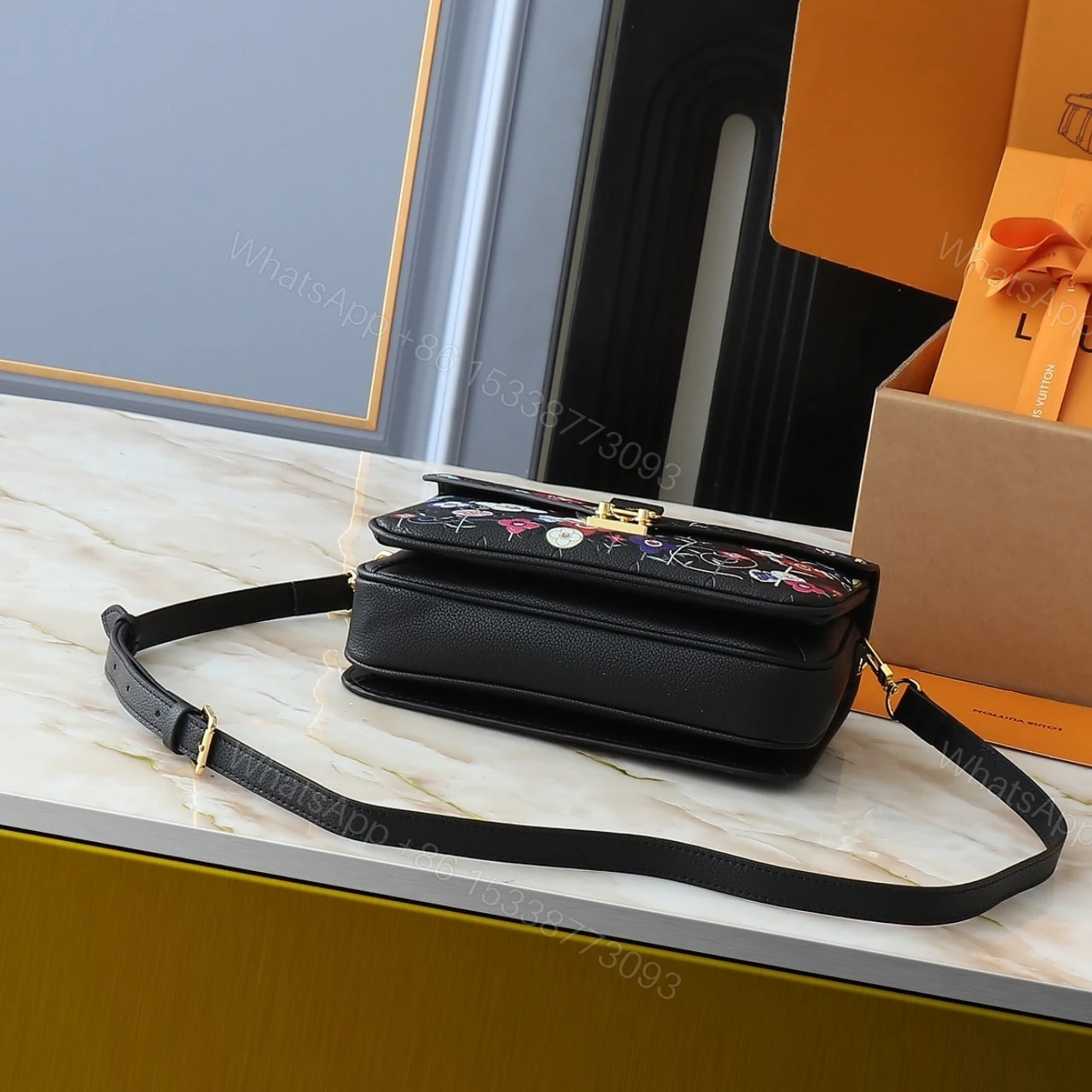 View 3 of LOUIS VUITTON X TAKASHI MURAKAMI POCHETTE MÉTIS BAG BLACK 25CM M41487