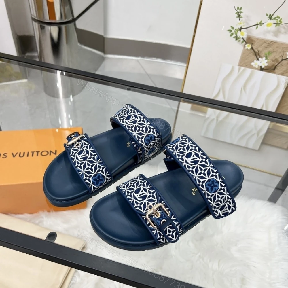 View 3 of LOUIS VUITTON BOM DIA FLAT COMFORT MULE NAVY BLUE 1AHMC7