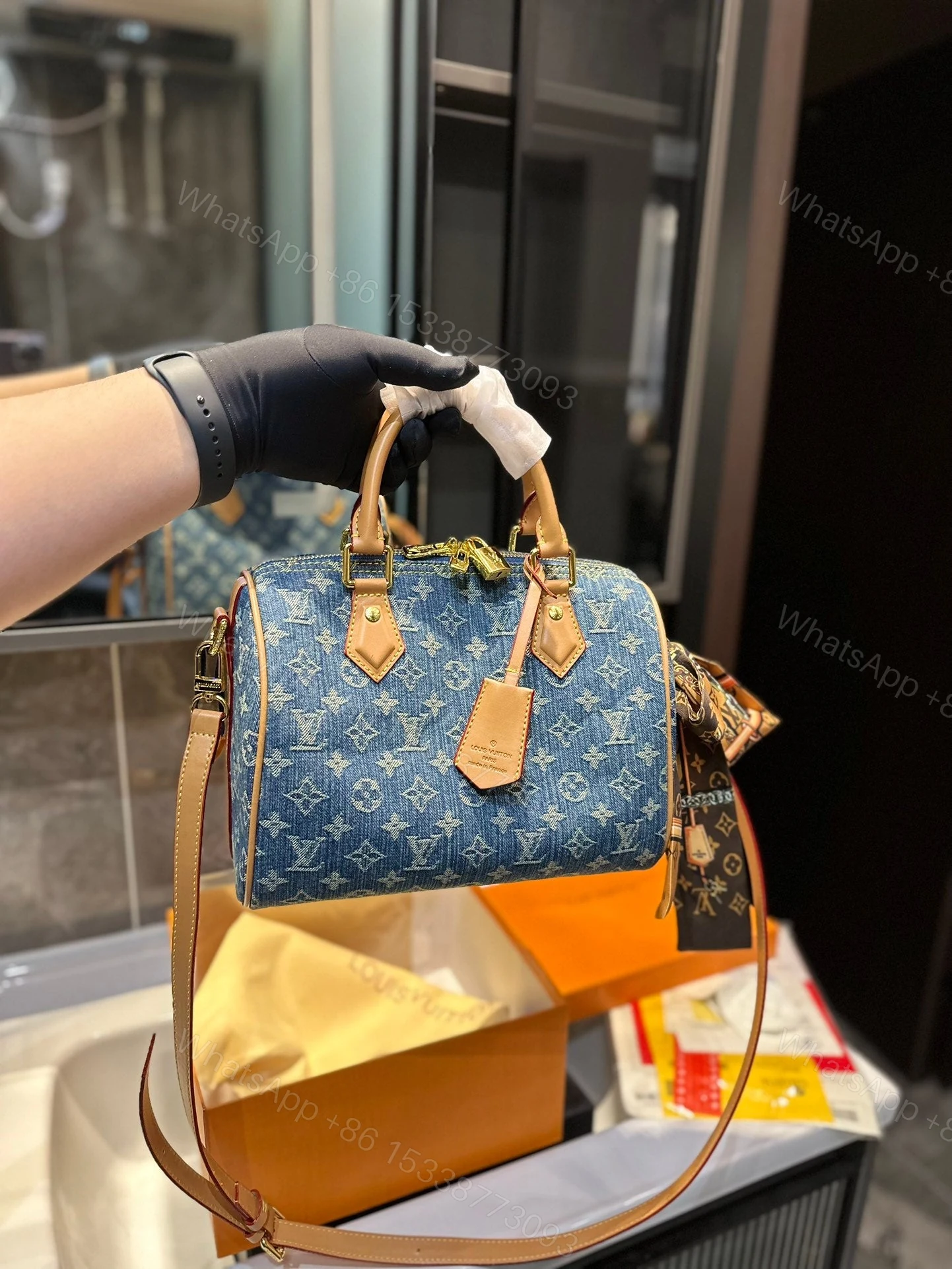 LV Denim Speedy — view 1