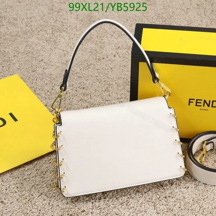 View 7 of Fendi Baguette Brooch White Leather Bag YB5925