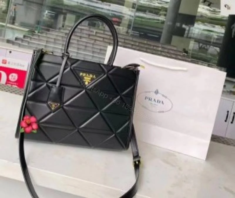 View 2 of First Copy Prada Ladies Quilted Large Tote Bag Black Premium Handbag